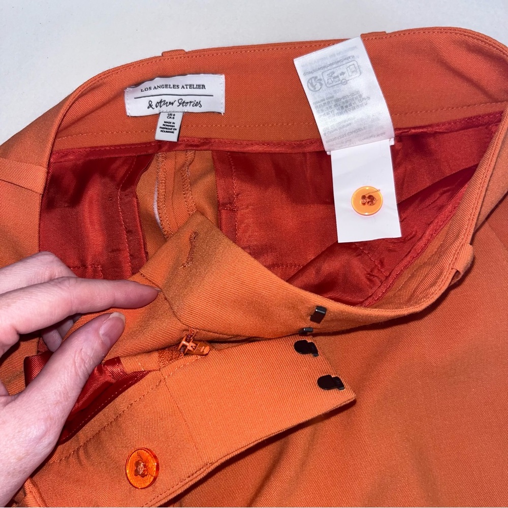 & Other Stories Trousers Size 6 Career Orange Office Workeear - Picture 9 of 10